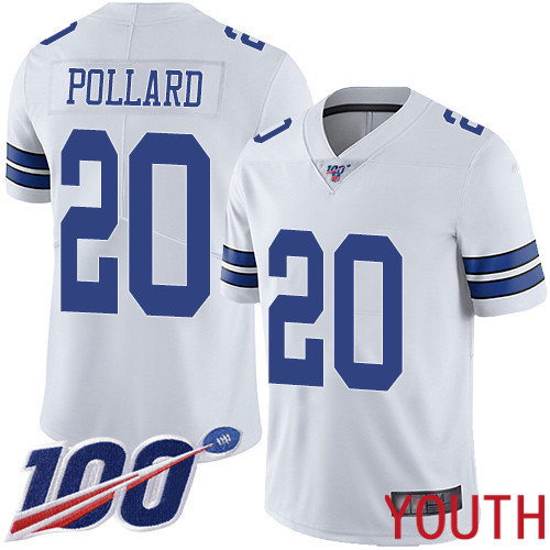 Youth Dallas Cowboys Limited White Tony Pollard Road 20 100th Season Vapor Untouchable NFL Jersey